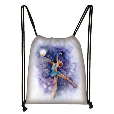 Akvarelli Voimistelu Painettu Kuva Reppu Naiset Kiristysnyöripussit Tytöt Reppu Voimistelija Kenkien Säilytyspussi Matkalahjaksi~01622