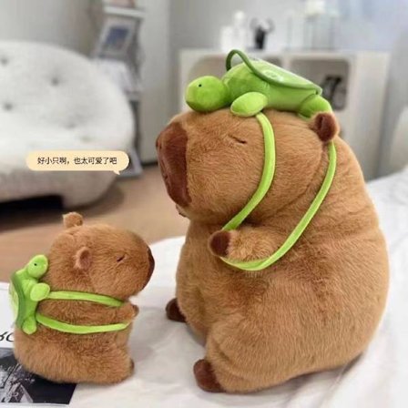 Capybara gosedjur 45 cm capybara som bär sköldpadda verklighetstrogen mjuk capybara leksak mjukt gosedjur capybara gosedjur 45 cm 45cm-yux