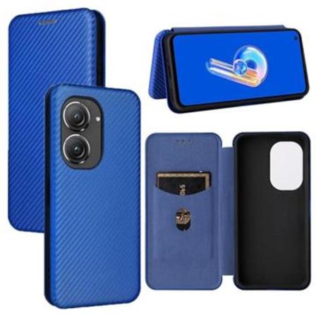 Asus Zenfone 9 Flipfodral - Kolfiber - Blå Blå