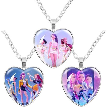 3 stk. K-Pops D-emon H-unters halskæde, hjertevedhæng halskæde cosplay Halloween julefest kostume tilbehør