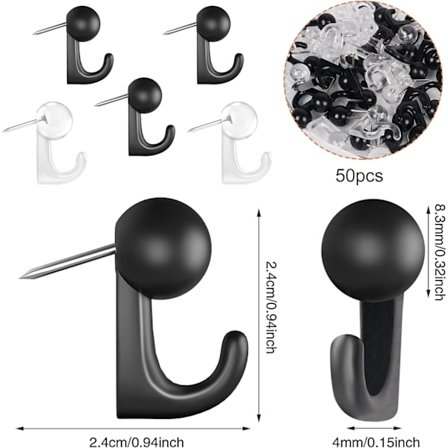 Tryknåle med Krog - 50 Stk. Korktavle Kroge, Tryknåle til W,ZQKLA
