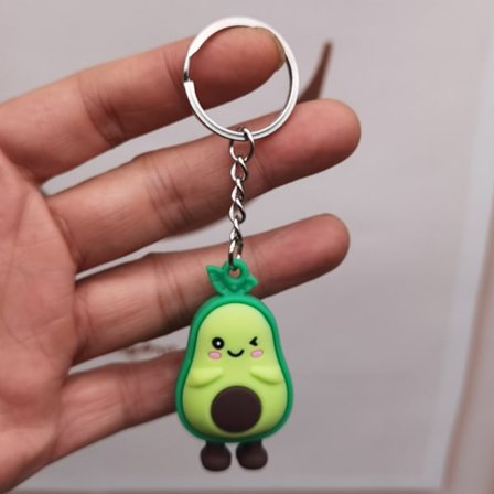 En grøn avocado nøglering, 5,5 cm x 3 cm sød kreativ skoletaske