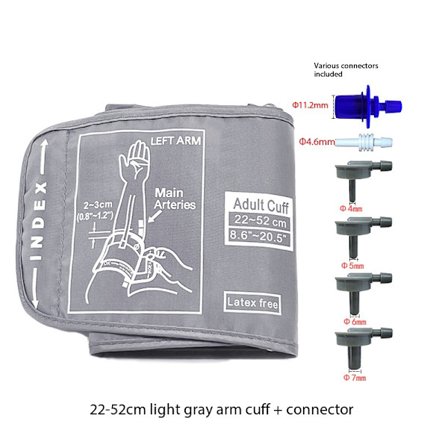 Ekstra Stor Manchet Tomme (22-52 cm) XL Blodtryksmanchet til Voksne ARM BP Udskiftningsmanchet til Stor ARM, Grå