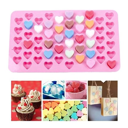 Hjärtformad silikonform för is, choklad och gelé - 55 hjärtan