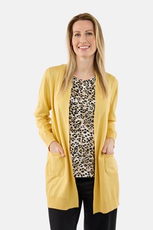 BRANDTEX - Strik Cardigan - Gul - Med Lommer