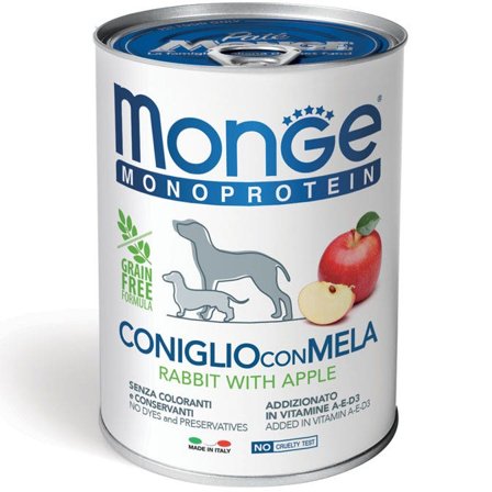 Monge Monoprotein Coniglio Con Mela Cibo Umido Per Cani Adulti