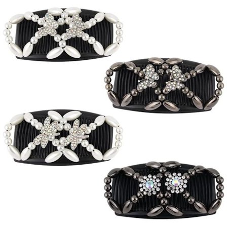 4 stk. magiske hårkamme, strækbare perlekamme, strækbare dobbelte