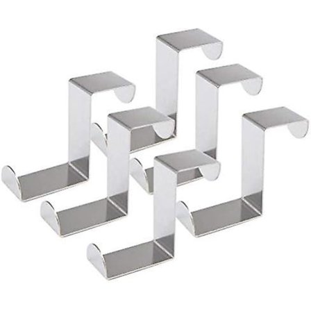 6 stk. over dørkroge 45 mm vendbare kroge i rustfrit stål Skabs- og skuffekroge Tøjkroge over døre 1 mm tykkelse-XF4-