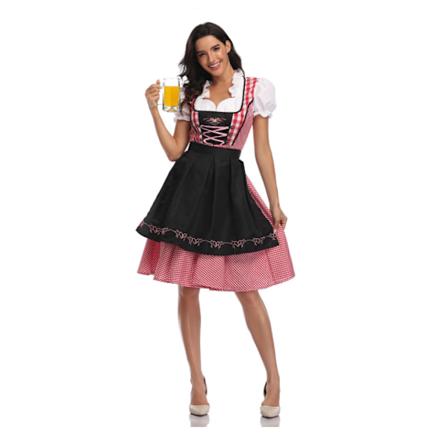 Naisten Oktoberfest Bodycon-mekko Ruudullinen Saksalaisen Olutjuhlan Cosplay Baijerilainen Mekko naamiaisiin Pink and black m