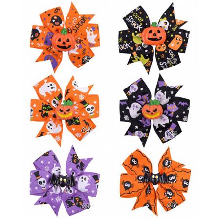 6 stk. sløjfe hårklemmer 8 cm Boutique krokodille Halloween sløjfe Grosgra