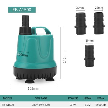 Nedsänkbar pump, bottenfilter tyst pump, renvattenspump (EB-A1500 40w, nationell standardmodell)