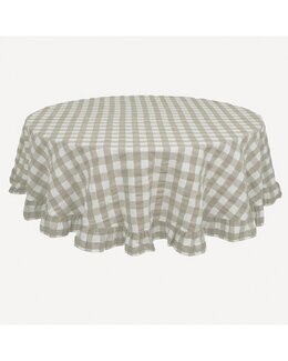 Rund bordduk Lisa rutete krepp med volang ø150 cm Lin