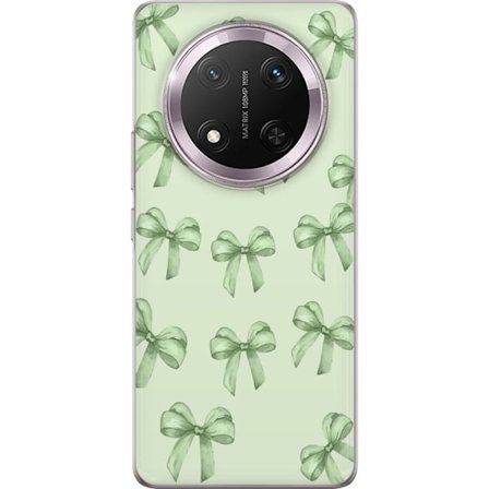 Kompatibel Mobilcover til Honor Magic7 Lite Grønt båndmønster sød pastel bue design æstetisk sød gave sømløs tapet blød minimal baggrund feminin