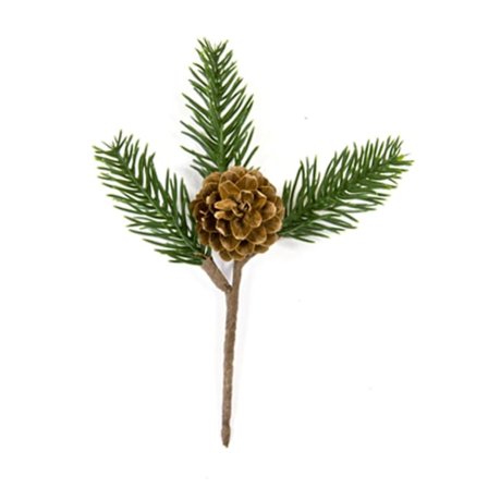 Koristeellinen kuusenoksa kävyllä 15 cm