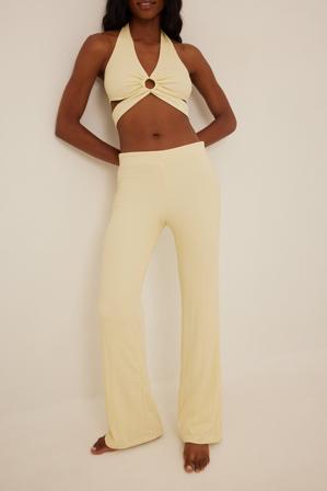 Misslisibell x NA-KD Pantalon taille haute - Collections des influenceuses - Jaune - EU 44