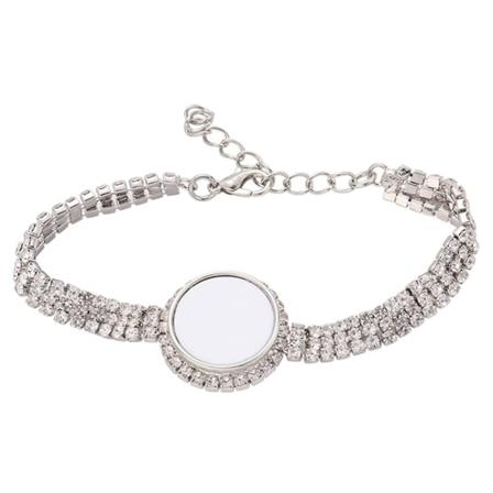 Rhinestones Metallarmbånd Termisk Overføring Rund Snap Armbånd for Kvinner