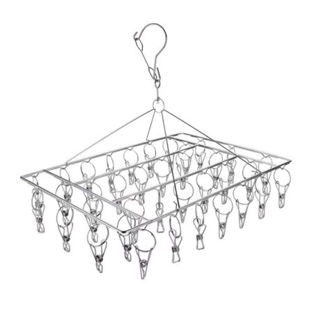 TG Strumpestativ i rustfrit stål med 36 vindtætte klemmer i rustfrit stål