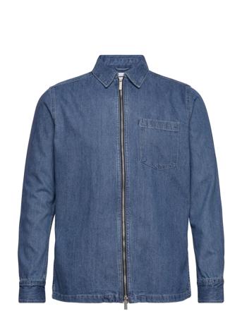 Relaxed Denim Zip Shirt - Gots/Vega Skjorta Casual Blå Knowledge Cotton Apparel