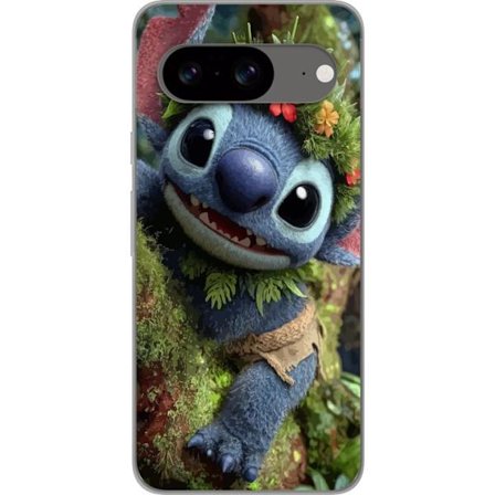 Kompatibel Mobilcover til Google Google Pixel 8 Glad blå fantasivæsen med blomsterkrans klatrer legende i træer, legende naturmotiv med eventyrstem