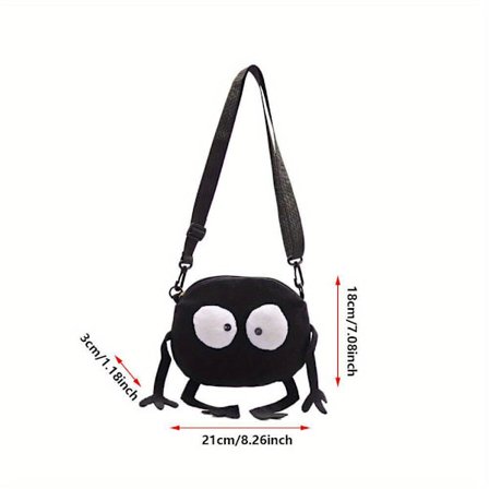 Stilfuld og fleksibel skuldertaske, populær på sociale medier, med et lille sort, pelsagtigt crossbody-design i kanvas, der er særpræget og 