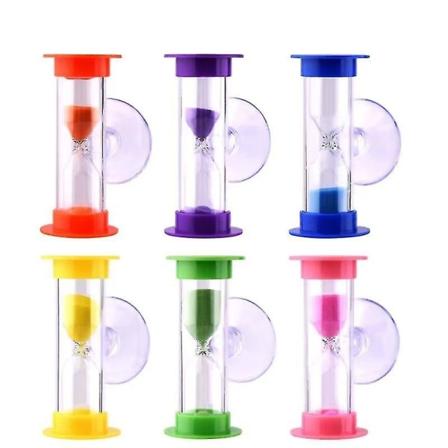 6st Kid Sand Klocka Sugkopp Sand Timer Timglas Barn Tidspåminnelse 3 Min För tandborstning Bad (slumpmässig färg)