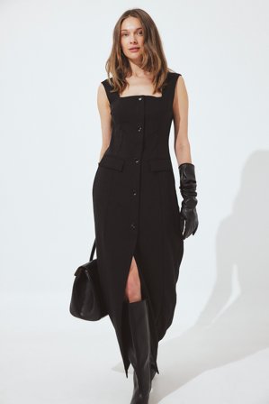 NA-KD Tailored Square Neck Maxi Dress - Tenue de bureau - Noir - EU 32