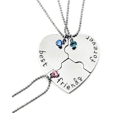 Best Friends Forever and Ever Halskjede med Krystall Knust Hjerte Anheng Sett Vennskap Halskjede