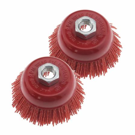 75 mm / 3 tuuman hiova nylon-lankakehäkuppiharja punainen ruosteen poistoon (punainen) (2 kpl)