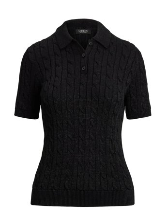 Lauren Ralph Lauren | Metallic Cable-Knit Polo Sweater | M