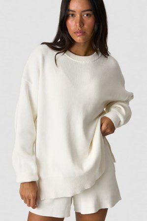 ICANIWILL - Soft Knit Oversized Crewneck White - Oberteile - Damen - ICIW