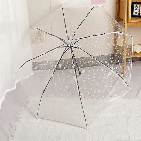 Gjennomsiktig paraply for barn med lettgrepshåndtak, kuppelformet bobleparaply, vindtett for barn, gutter og jenter, små stjerner