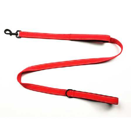 Reflekterende Hundeline med Polstret Håndtag og Metal Krog, 1,5m x 2,5cm Nylon Line til Mellemstore og Store Hunde, Rød