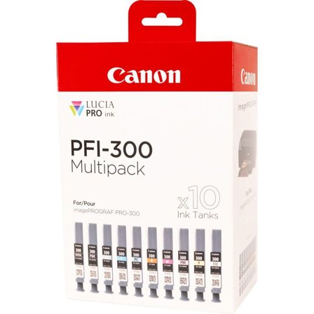 Canon Multipack for imagePROGRAF PRO-300 grå, gul, cyan, magenta, rød, matt svart, fotosort, fotocyan, fotomagenta, kromaoptimerer