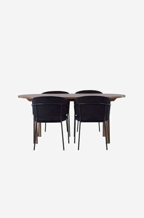 Venture Home - Spisegruppe Andy med stole Selma - Sort - Spisebordssæt 6 personer - Fra Homeroom