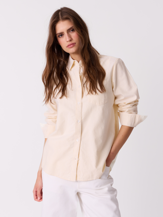 MATCH - Caro stripet skjorte - Jean Paul - Str. S - Dame - Skjorter & Bluser - Gul - 100% bomull