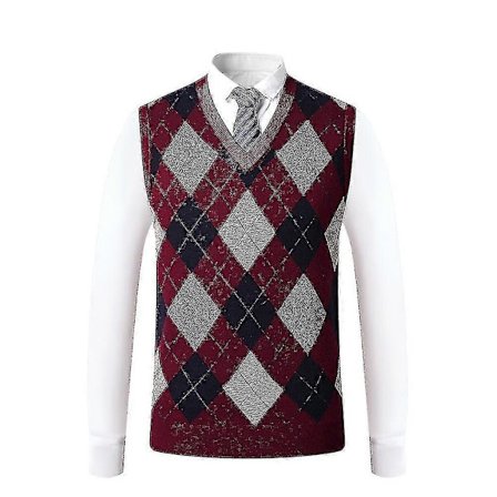 Kashmirtröja för män Ullblandning Ärmlös Stickad V-ringad Tröja S{hw}