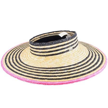 Brixton - Beige straw Kapelusz - Joanna Visor Honey/Black/Pink Straw Hat @ Hatstore