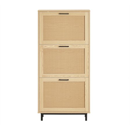 SoBuy puun väri kenkäkaappi kanssa 3 ovea 24x59.99x127cm, moderni FSR155-N