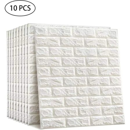 3D tegl tapet selvklæbende vægpanel sten tapet skum vandtæt vægklistermærke til badeværelse balkon køkken (10-pak)