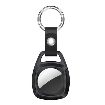 Carbon Fiber Nyckelring Skal för Apple AirTag - Svart