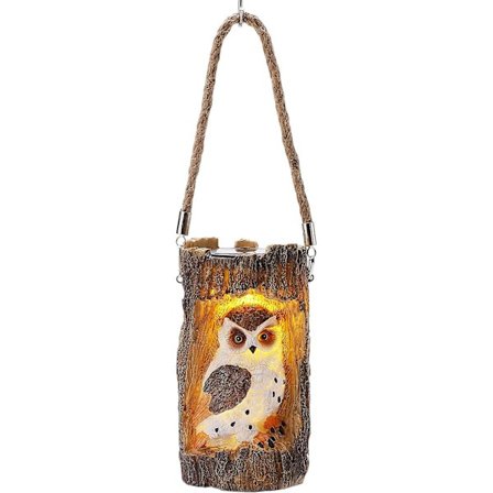 Solcellslykta för trädgård, solcellslampa med rep, ugglestubbeformad