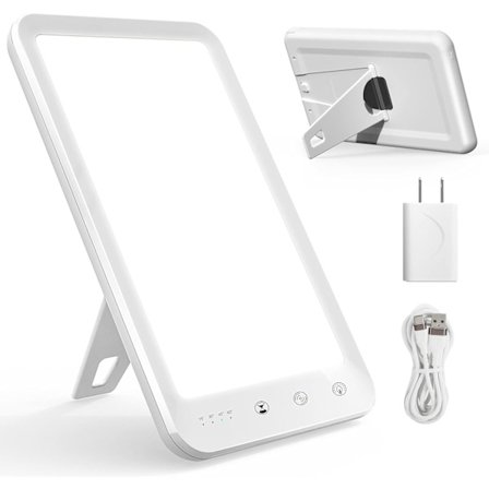 Fototerapilampe, 5 niveauer 10000 Lux Lysterapi, UV-fri Justerbar Dagslys Lampe, med Timer, Lyslampe med 90° Justerbart Stativ-FS-