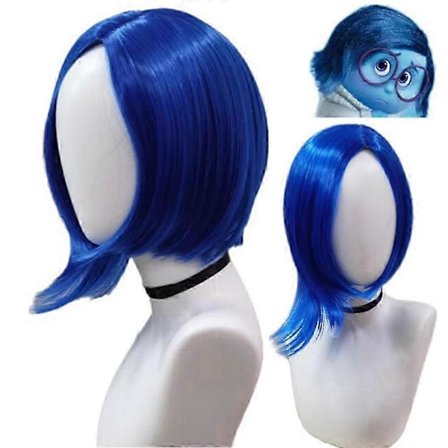 Anime Inside Out 2 Suru Cosplay Peruukki Naiset Miehet Lyhyt Sininen Bob Peruukki Suorat Hiukset Halloween Joulu Asu 2025
