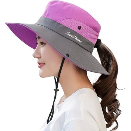 IC Hestehale, Safari Solhat til Kvinder, Mesh med Bred Skygge, UV-Beskyttelse, Udendørs Hink Hat, Foldbar Strandhat til Sommerfiskeri