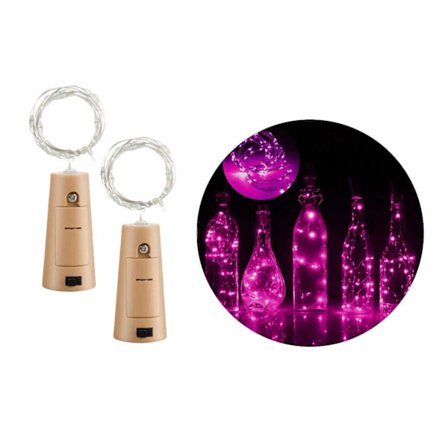 2-pack LED lyssløyfelamper belysning for flasker med dekorasjon