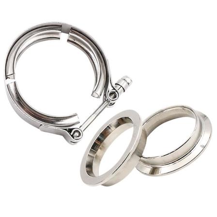 Universal 3-tommer rustfrit stål udstødningsklemme med flanger V-formet bøjle bil modificeret udstødningsrør