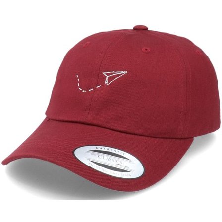 Abducted - Röd unconstructed Keps - Tiny Paper Plane Maroon Dad Cap @ Hatstore