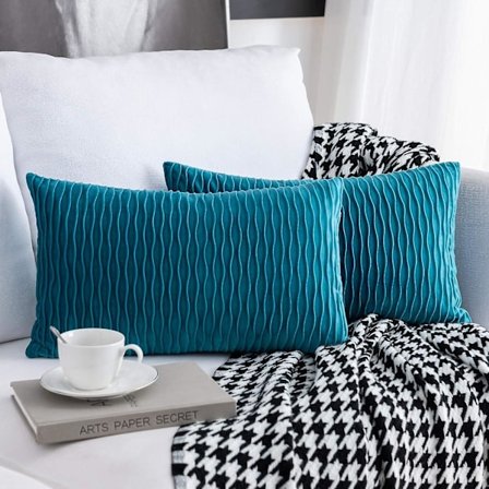 Pudebetrækssæt med 2 firkantede rektangulære dekorative fløjls pudebetræk Moderne pudebetræk til sofa seng sofa stol værelse stue (ingen pudekerne