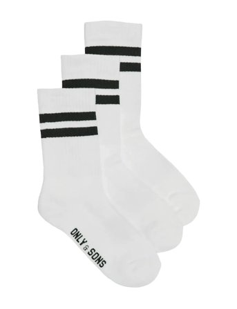ONLY & SONS Onsrody Stripe 3-Pack Tennis Sock Noos - White - 39-42
