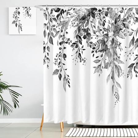 1 kpl Elegantti Kukka Suihkuverho, Vedenpitävä Polyester Suihkuverho, Konepestävä, Nopea Kuivuminen, 180x180cm Ammeeseen tai Kylpyhuoneeseen